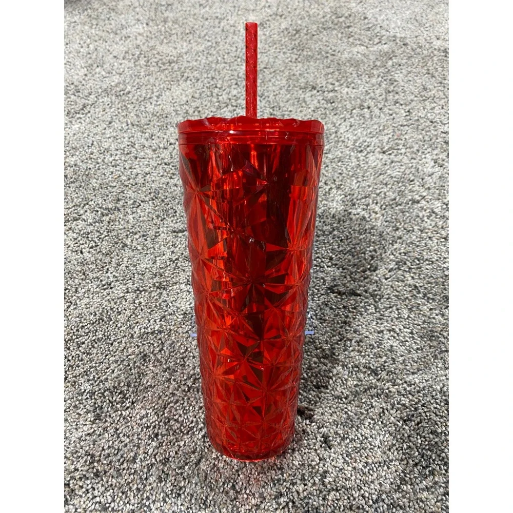 Starbucks Red Jewel Venti Tumbler 24oz Holiday Cold Cup Textured Siren Logo